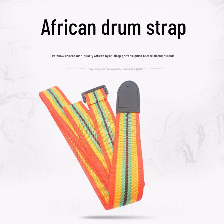 Rainbow Nylon African Hand Drum Strap - Portable and Adjustable