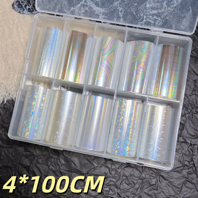 1 Set 10 Patterns Nail Foil Transfer Paper Metal Stickers For Professional DIY Nail Art Salon Home Decor