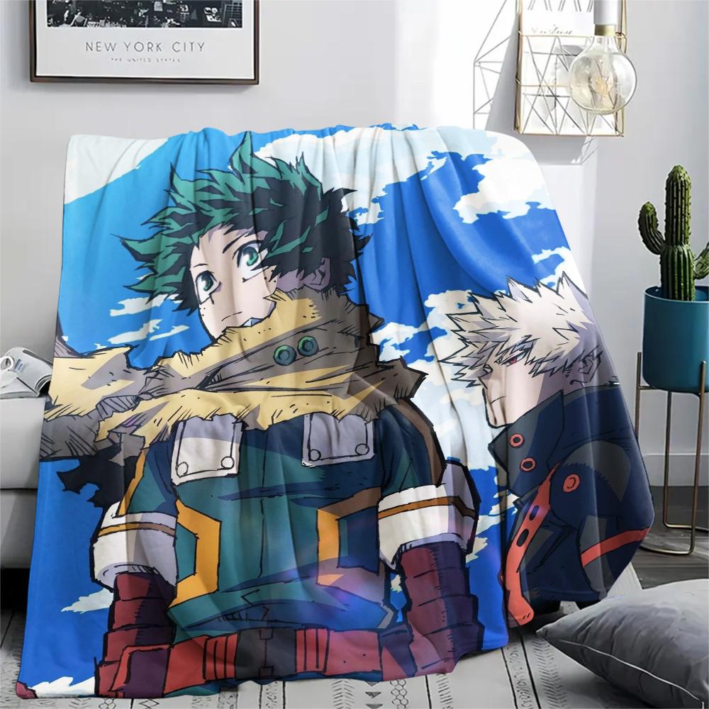 My Hero Academia Deku & Bakugo Pattern Flannel Blanket, High Quality Comfortable for All Seasons, Home Decor, Warmth and Comfort, Perfect for Gifts.