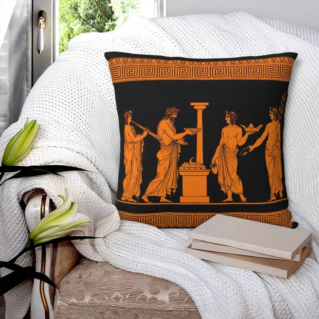 Greek Key Red Figure Greek Mythology Pillowcase Printed Polyester Cushion Cover Decor Pillow Case Cover Home Square 4040cm