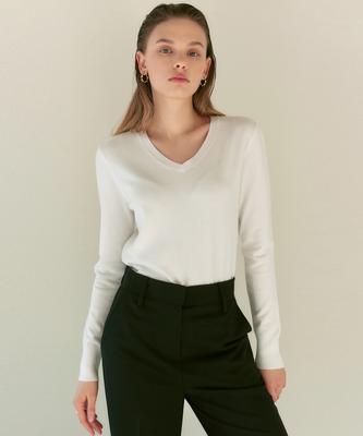 Nigaennikol [Essential] Soft V Neck Knit_Ivory