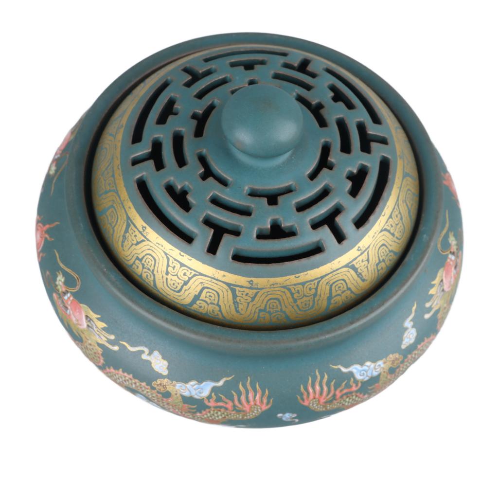 Incense Burner Ceramic Colour Enamel Exquisite Pattern Retro Incense Cone Holder for Family