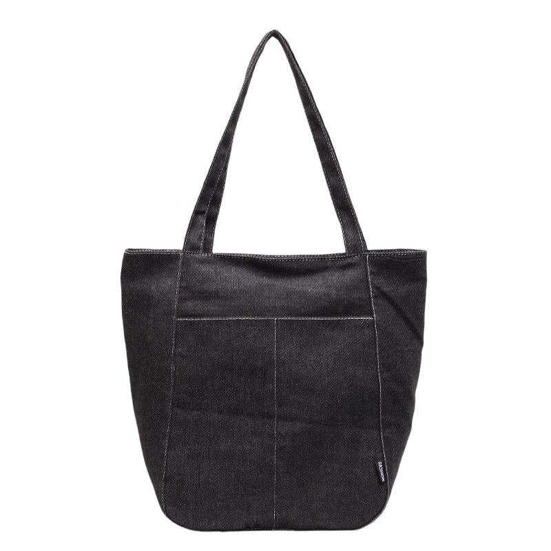 Новая повседневная однотонная джинсовая сумка-тоут большой вместимости, классная на плечо, женская сумка, холщовая сумка-тоут большой вместимости