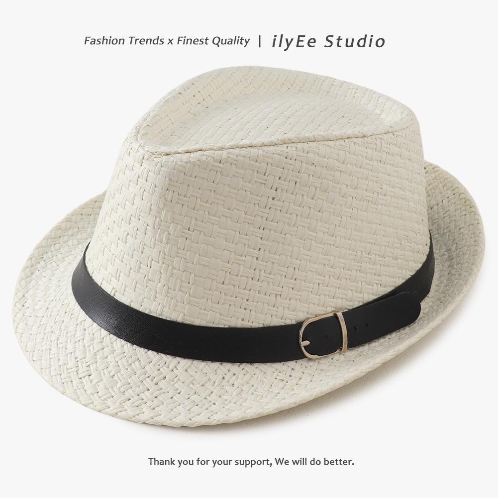 Straw Top Hat Spring Summer Sunscreen Jazz Hat British Versatile Straw Hat Sun Hat Holiday Beach Hat Tide