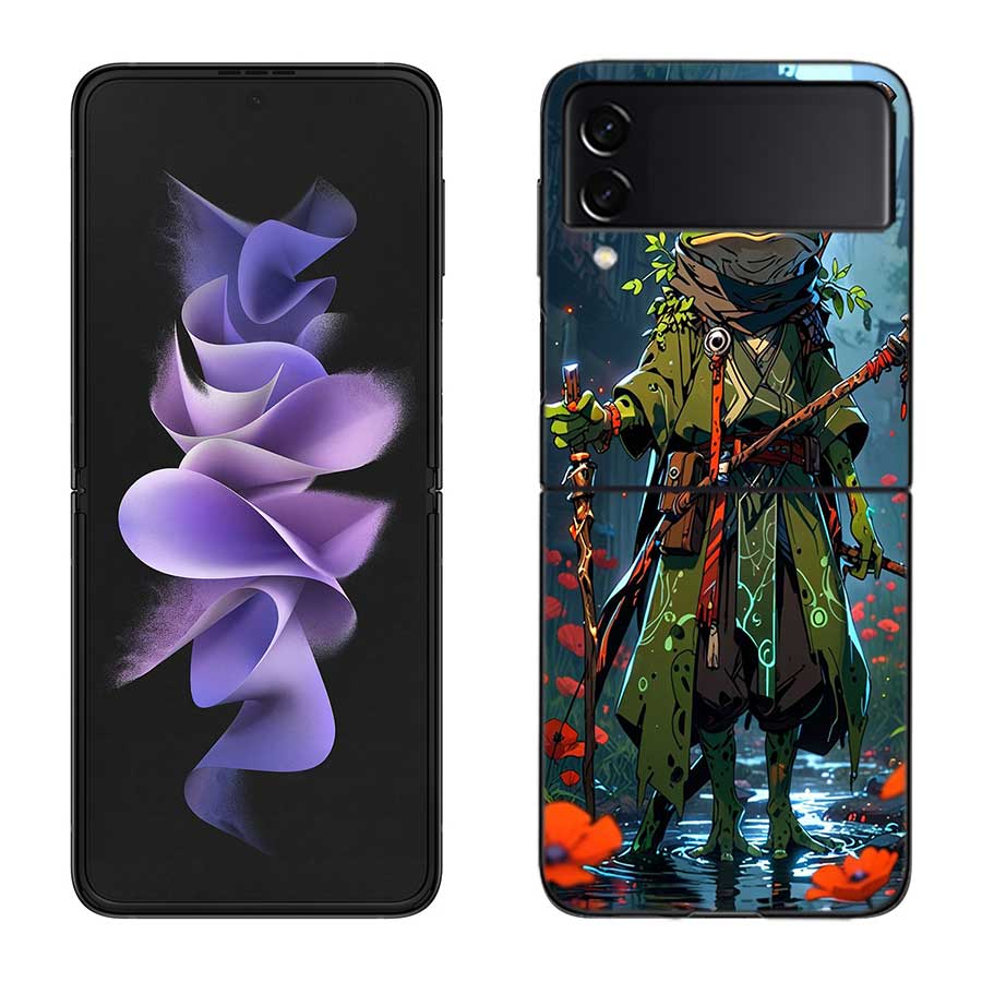 Cute Mouse Axolotl Frog Wizard Phone Case For Samsung Z Flip 7 6 5G Galaxy Z Flip 5 4 3 Black Hard Cell Cover Luxury PC Shell C