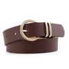 Gold Round Button Women's Belt PU Leather Leather Belt Vintage Waistband Belts  Pants