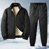 New Men's Warm Lambskin Vest Jacket with Ultrasonic Cotton Pants for Autumn and Winter