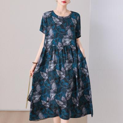 Vestidos Elegantes de Verano Tallas Grandes para Mujer Manga Corta Holgado Vintage Largo Ropa Femenina