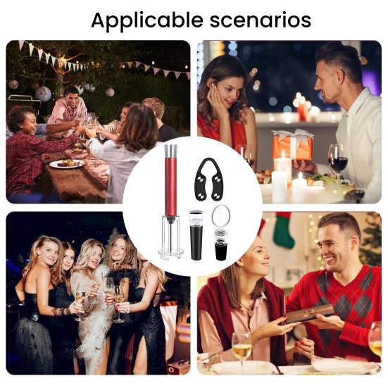 Abridor de Garrafa Pneumático Automático Removedor de Rolha com Cortador de Lacre Bico pourer e Rolha a Vácuo Ferramentas para Degustação de Vinho