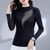 Women's Long-Sleeve Diamond Mesh Gauze Shirt - Solid, All-Match Autumn/Winter Top