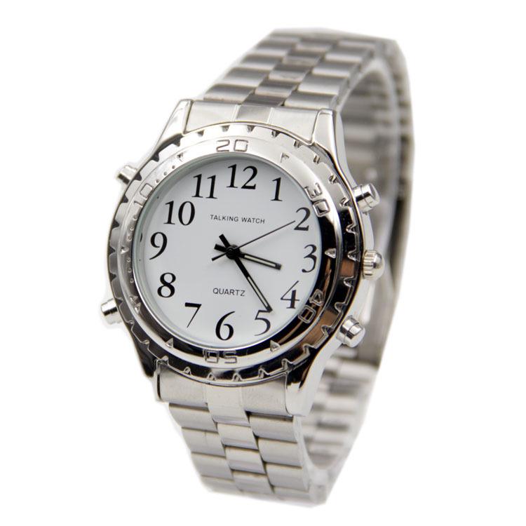 Elderly-Friendly Voice Watch: Stainless Steel, Time Announcement, Alarm, Hourly Chime, Ideal for the Blind