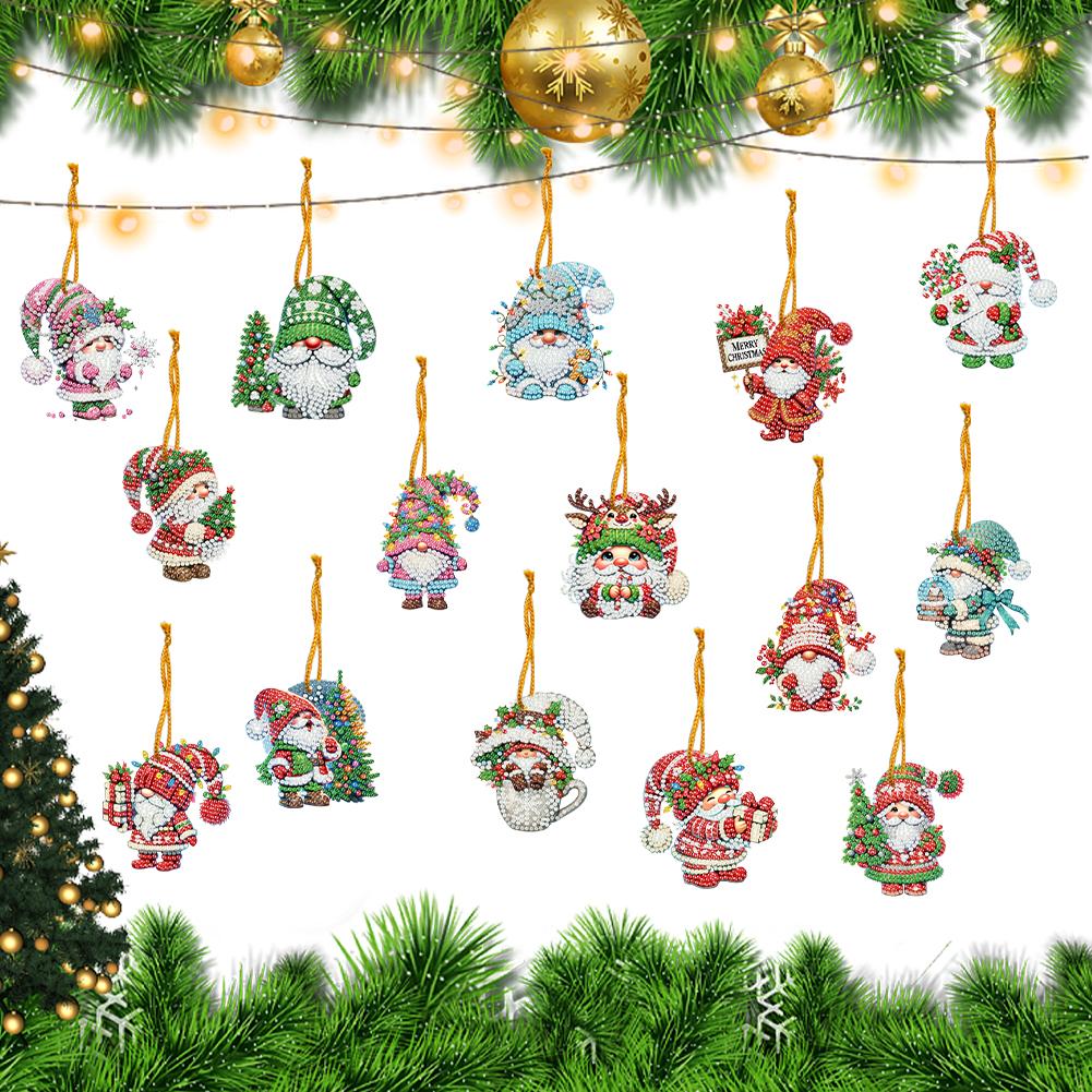 

15pcs Xmas Gnome Theme 2D Flat DIY Hanging Diamond Art Kits Home Wall Decor United States