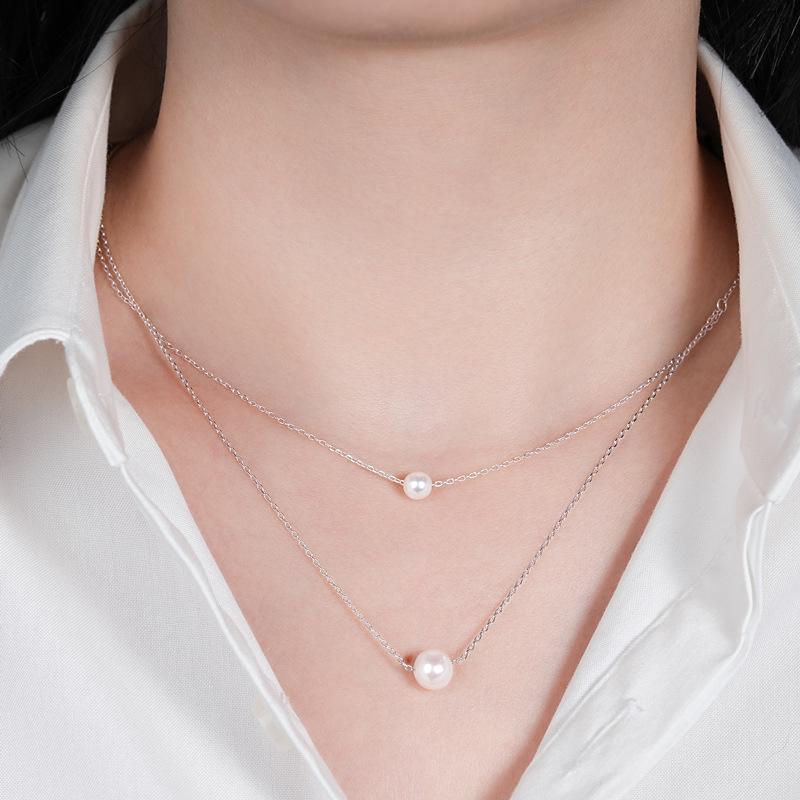 Double Layer Freshwater Pearl Choker Necklace, s925 Sterling Silver, 18k Gold Plated, Gift for Christmas and Qixi