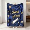 1Pc  Graduation Season Printed Flannel Blanket Multi Size Casual Comfortable Cover Carpet Machine Washable