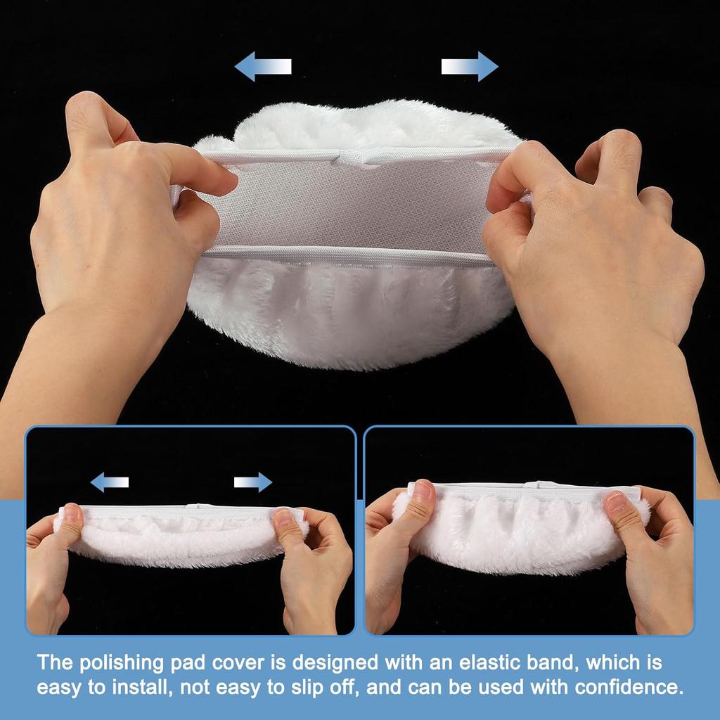 HARFINGTON Car Polisher Bonnet Buffing Pad Micro-Fiber Polishing Buffing Pad Cover for 3"-4" Car Buffer Bonnets Polisher, White