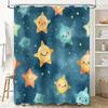 Blue Stars Shower Curtain Cute Cartoon Design For Bathroom Decorations