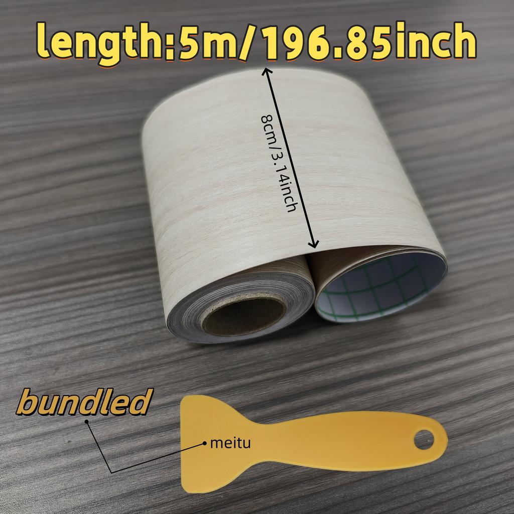 1PC 5mX8cm Wood Grain Skirting Line Wall Sticker, Self-Adhesive Wallpaper Border | Cuttable, for Home Decorations