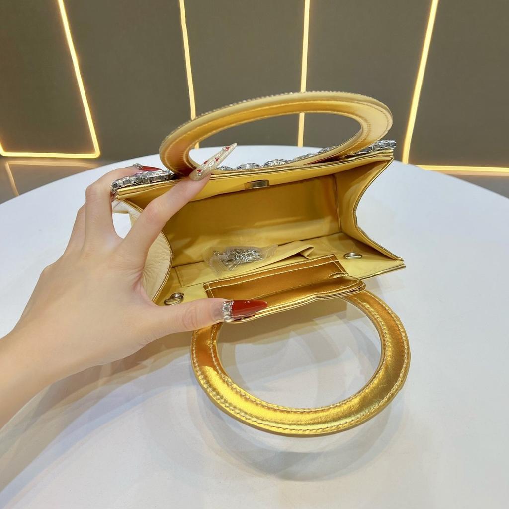 Fashionable Dinner Bag for Ladies, Full-diamond Crossbody Bag for Women, Light Luxury and Elegant Chain Bag