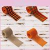 Autumn Inspired Thanksgiving Burlap Ribbon Set With Orange Checkered Design For Diy Crafts