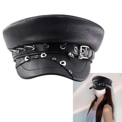 Hip Hop Beret British Elegant Rivet Studded Painter Hat Grandpa Hat Cabbie Hat for Outdoor Walk Club Cabbie Hat