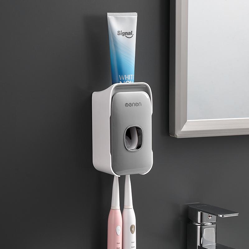 

Wall-Mounted Automatic Toothpaste Dispenser & Toothbrush Holder Set