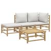 VidaXL Garden Lounge Set 4 Pcs with Light Grey Cushions Bamboo 3155080