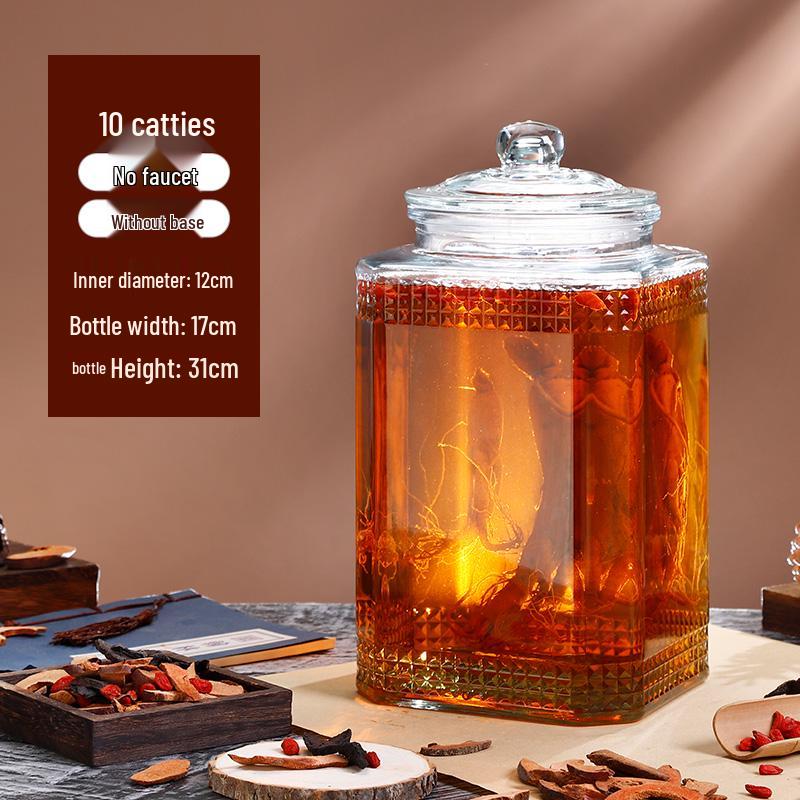 Sealed Sparkling Wine Bottle with Faucet - Household Ginseng Wine Jar & Baijiu Container