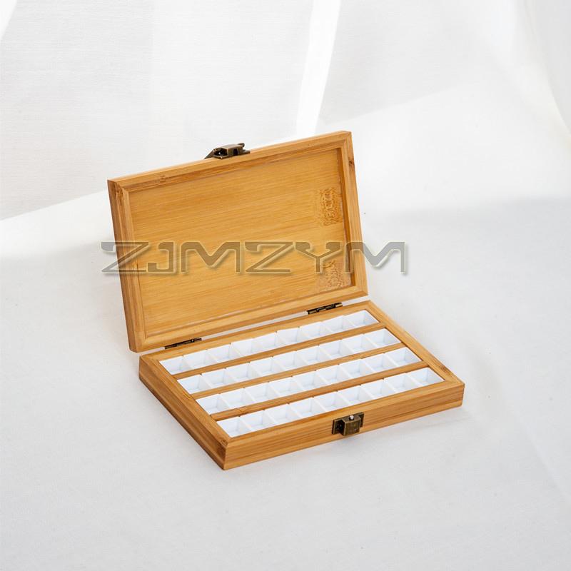 24/36 Grids Wooden Watercolor Palette Paint Box Handmade Empty Box Mini Wood Color Box Painting Supplies