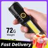 1-6PCS Mini Flashlight COB+XPE Portable Torch Zoomable Focus Light Rechargeable Flashlight Camping Emergency Lantern Lamp