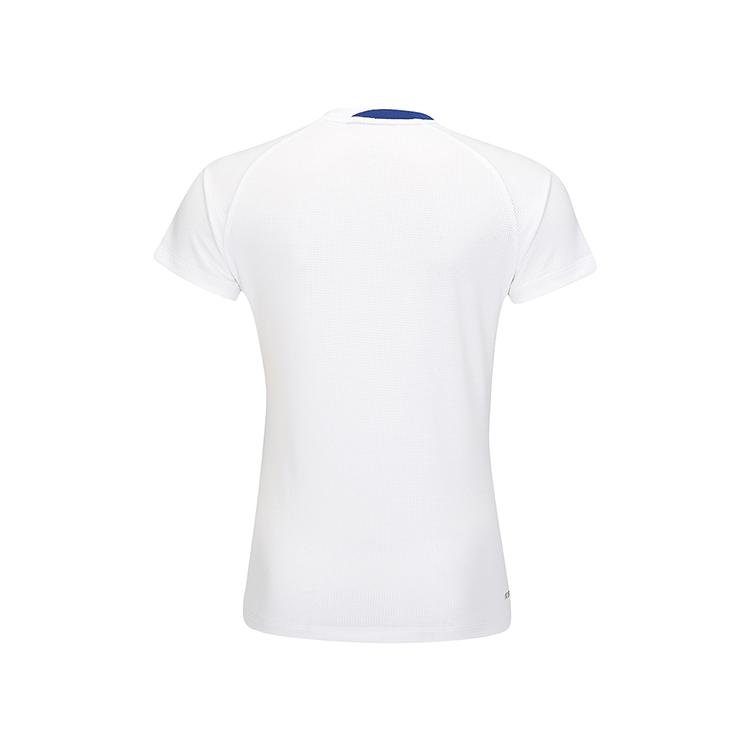 Li-Ning Badminton Series Striped V-Neck Quick-Dry Cool Sports Competition Training Short Sleeve T-Shirt Unisex Tops White AAYV034-2