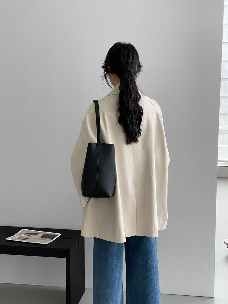 So Berlin Holiday: Women's Korean Style Loose Turn-Down Collar Mid-Length Trench Coat