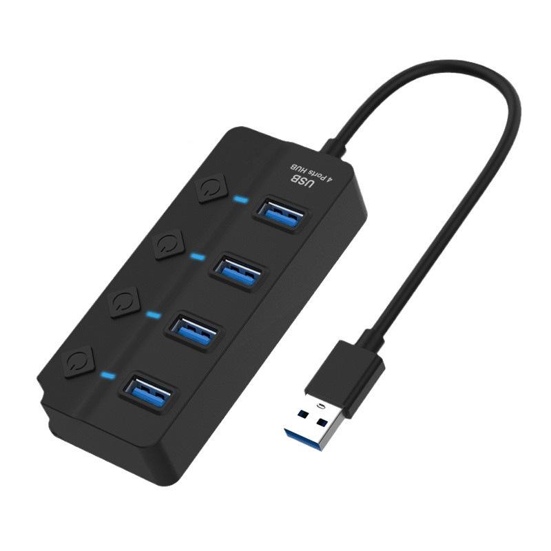 4/7-Port USB 3.0 Hub with LED Indicator Independent Switch Control for Laptop Flash Drive Hard Disk Printer Camera Keyboard