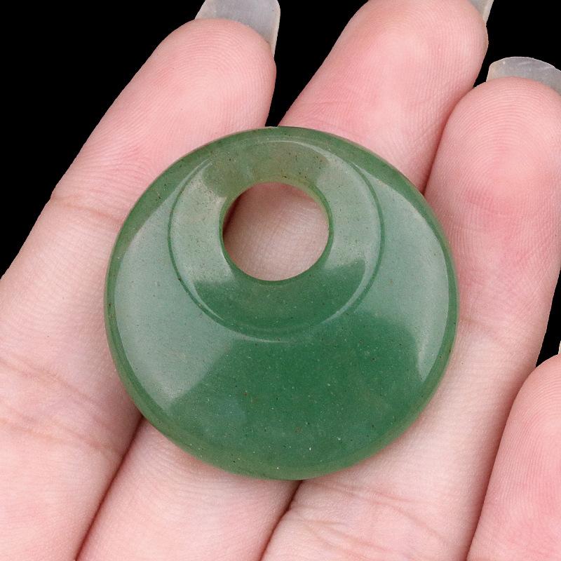 1pc 30mm Natural Stone Big Hole Beads Flat Round Pink Quartz Agate Crystal Bead For DIY Lucky Necklace Jewelry Making