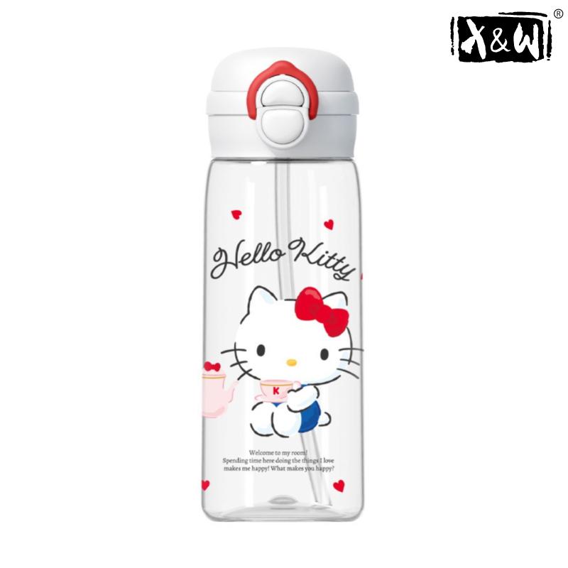 X&W Sanrio Tritan Material Space Cup 500mL Double Drinking Pop-up Lid Portable Water Cup Bubble Tea Cup Kids Water Bottle Cups
