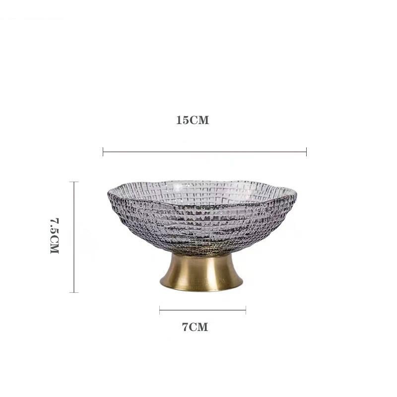 Modern Luxury Glass Fruit Plate European Pallet Decoration Home Living Room Candy Snack Tray Decorative Tableware