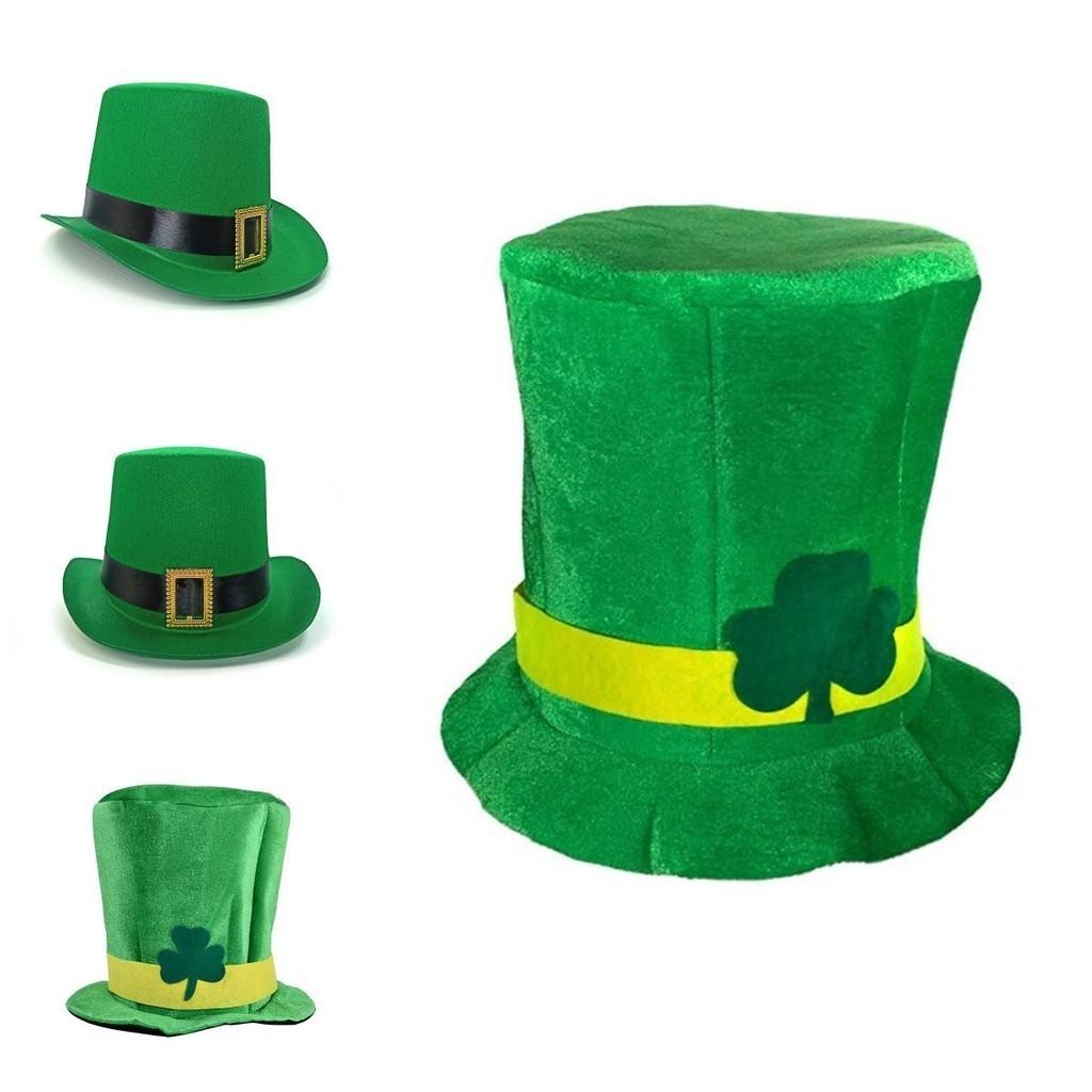 St. Irischer Leprechaun-Samthut mit Kleeblattmotiv – Kostümaccessoire für Erwachsene zum St. Patrick's Day