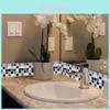 Chic And Simple 10pc Kitchen Tile Stickers In Black White Gray Mosaic Design