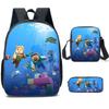 Minecraft Cartoon Print Backpack Set 3-Piece Student School Bag Water-Resistant Large Capacity Unisex