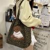 Korean Version of Casual Large-capacity Underarm Bag Women's 2025 New Canvas Bag Fashion Leopard Print Shoulder Tote Bag