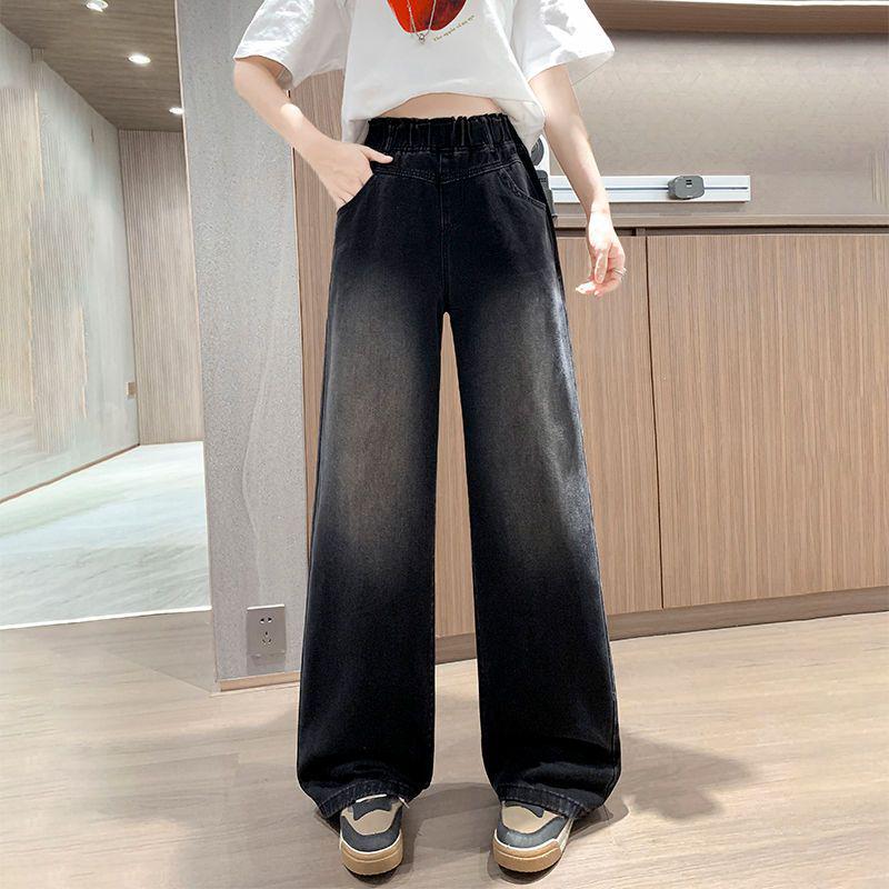 

Women s Plus Size Black Embroidered High Waist Wide Leg Jeans 3XL (160-180 jin) чёрный