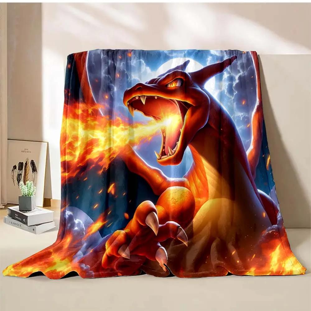 Charizard Dracaufeu Stampa Cartone Animato Coperta Bambini Adulti Coperta Morbida Calda Biancheria da Letto per Letto Divano Coperta da Viaggio