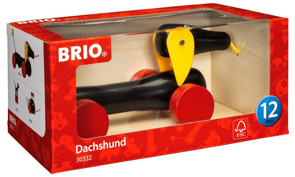 BRIO Douche Pull Toy [Dog Toy] for Ages 1 and Up (Pull Cart, Wooden, Educational Toy) 30332