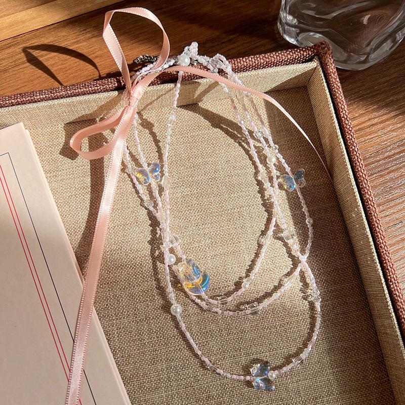 Sweet Dopamine Beaded Necklace: Trendy Heart, Flower & Bow Choker