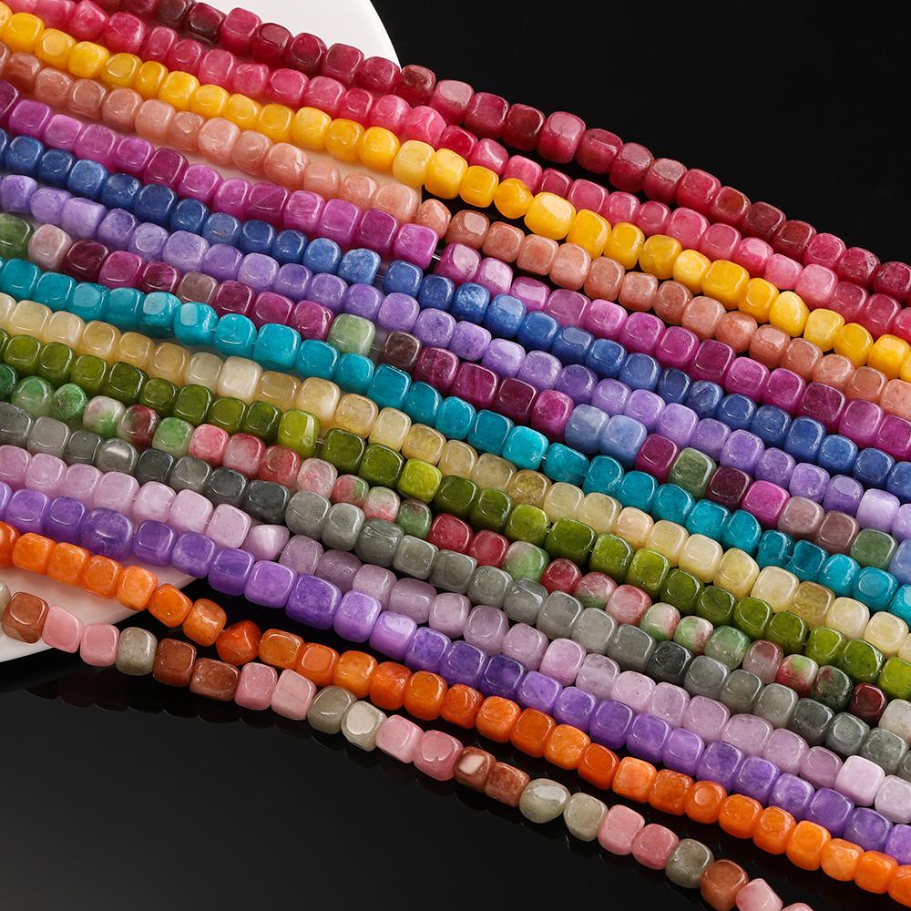 1 Strand Natural Stone Agate Beads 7.5 x 7.5mm Cube Spacer Loose Bead for Jewelry Making DIY Bracelet Necklace Accessories