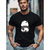 Europäische Größe Locker und Lässig, Bequem und Vielseitig, Herren Niedliches Cartoon-Panda Rückansicht Muster Sommer Lässiges Rundhals Kurzarm T-Shirt