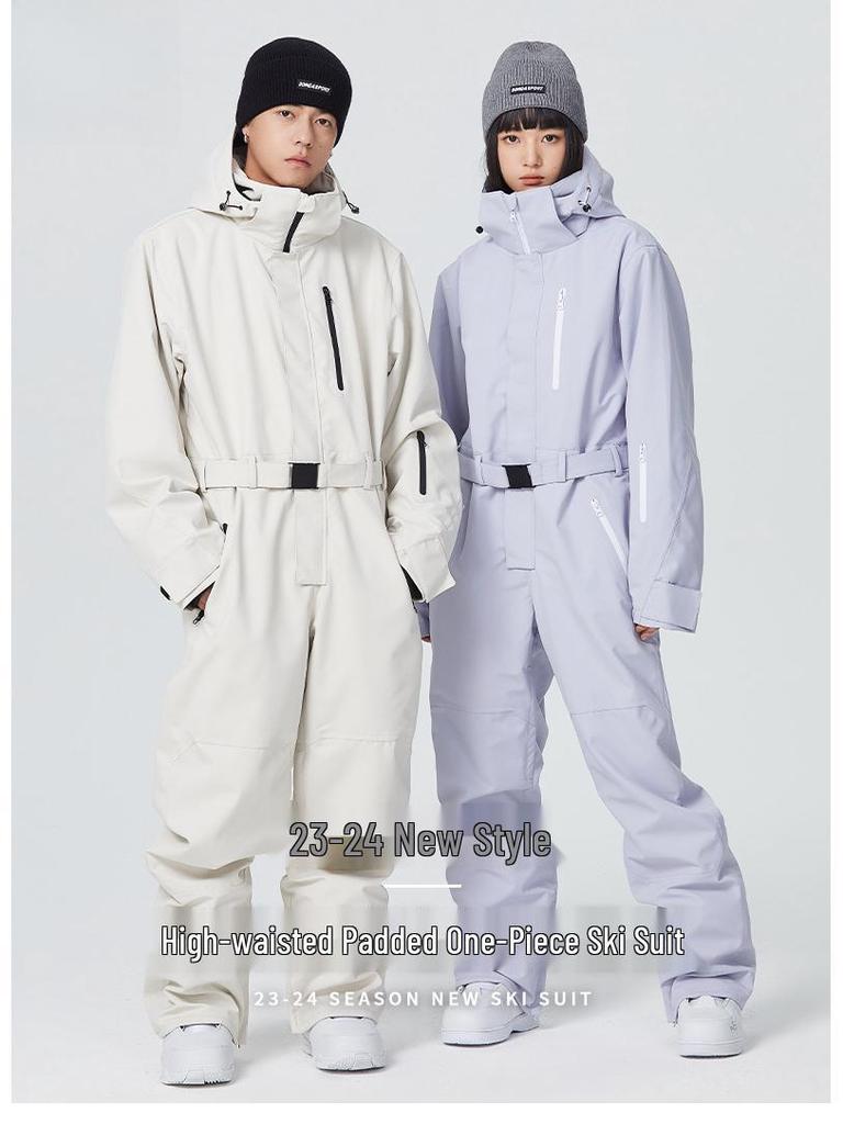 Women's Waterproof One-Piece Ski Suit: Warm, Thickened Snowboard Gear for Outdoor Skiing