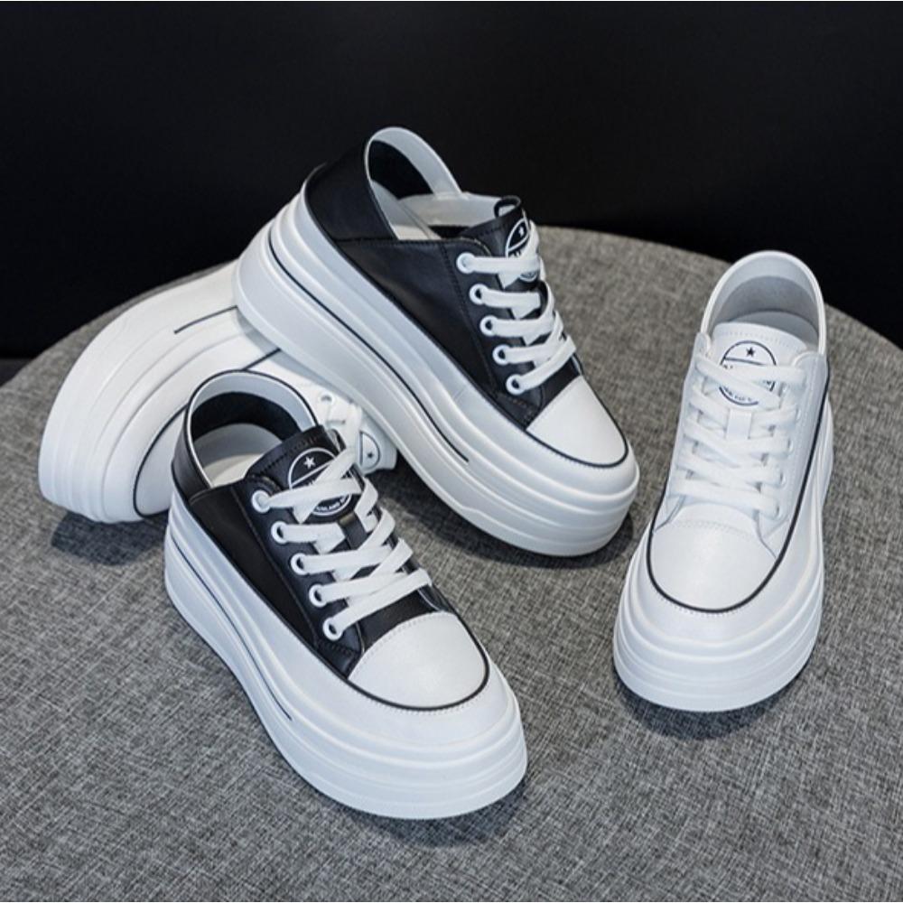 Vulcanized Shoes for Women 2025 Autumn New Interior Height Increasing Sneakers for Womenthick Soled Sponge Cake Casual Shoes