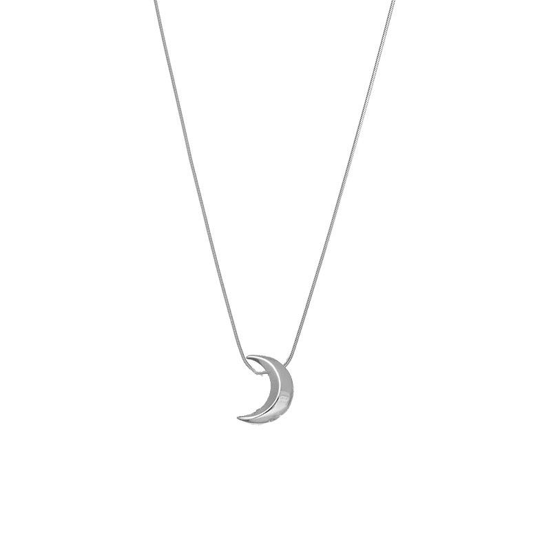 Elegant Titanium Steel Moon Pendant Necklace for Women