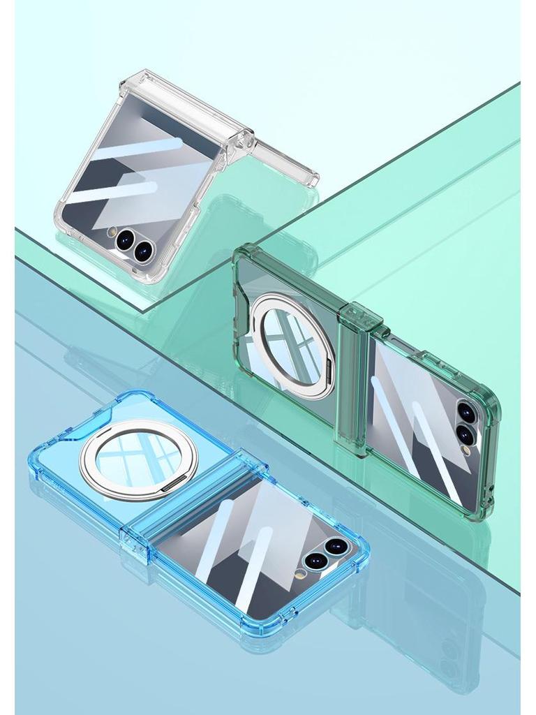 Etui na Samsunga Z Flip7: Wysokiej klasy przezroczysty magnetyczny z powłoką galwaniczną i obracanym o 360° stojakiem