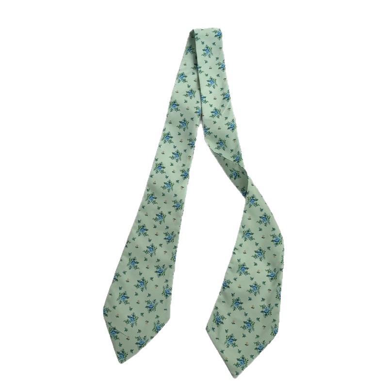 Long Silk Scarf Retro Floral Neck Small Scarf High-end Tie Decorative Chiffon Thin Hair Tie